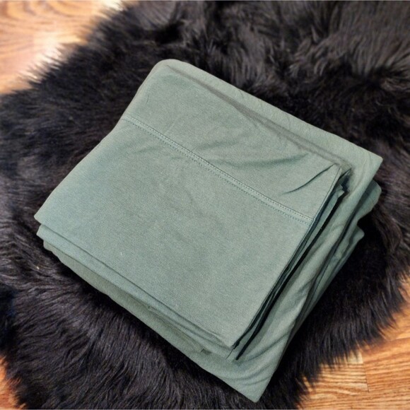 100% Cotton Jersey Knit T-Shirt Forest Green King Duvet Cover Set - Picture 5 of 10
